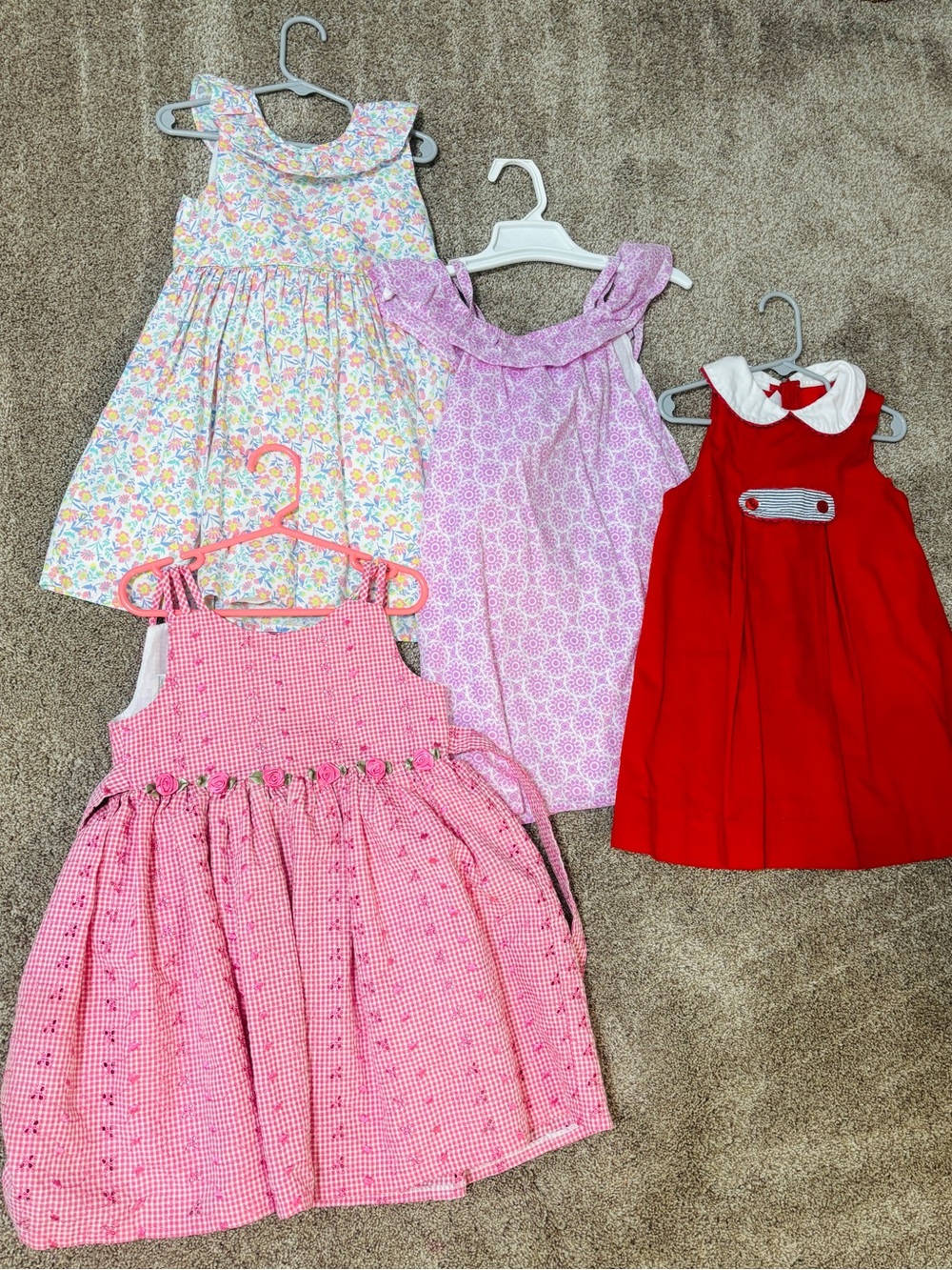 Lot of 4: Girls size 5 dresses pink red floral gingham Gap Bella Bliss preppy